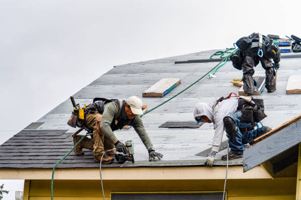 Professional Gutter Installation technician working in Pleasant Valley, IA